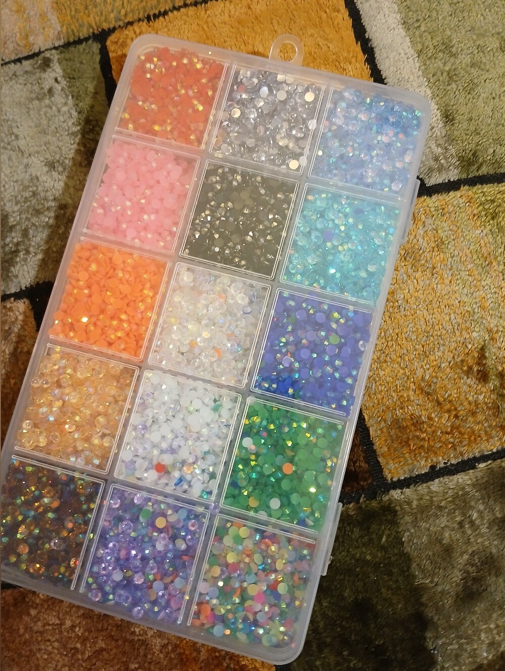Assorted Multicolor Rhinestone Storage Box - Clear Organizer - Picture 2 of 3